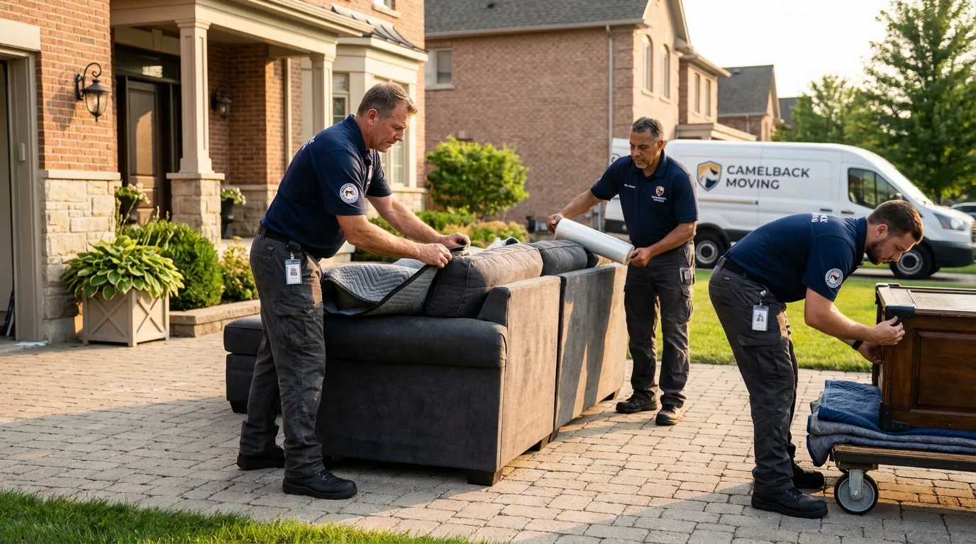 Large estate moving crew wrapping furniture in Ozona, TX